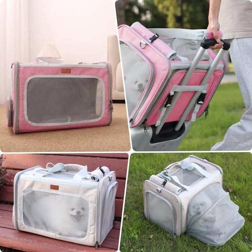 Soft Cat Carriers Pink Small Dog Carrier Airline Approved,Expandable Pet Carrier,Strudy,Ventilated,Soft Sided Pets Carriers Cage,Durable Small Animals Travel Bag Outdoor Carry Kennel - color: Pink