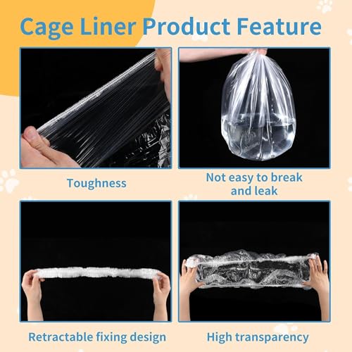 Disposable Cage Liner Bags (100-Pack) – 27'' X 19'' Clear Plastic Rabbit Cage Liners, Leak-Proof Toilet Film for Bunny, Guinea Pig, Hamster, Hedgehog & Small Animals – Universal Crate Tray Covers for - size: 1 Count (Pack of 100)