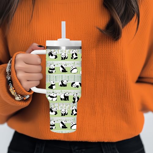 AMZUShome Panda Gifts.40oz Panda Tumbler with Handle.Panda Lover Cup Gift.Birthday Christmas Pandas Tumblers Gift for Women Men. - style: Panda