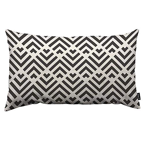 HOSNYE Black and White Stripes Throw Pillow Cover Seamless Abstract Geometric Pattern Linen Fabric for Couch Bed Sofa Car Waist Cushion Cover 12 x 20 inch Pillow Case - color: Throwpillowcoversa130, size: 20" x 12" (Pack of 1)