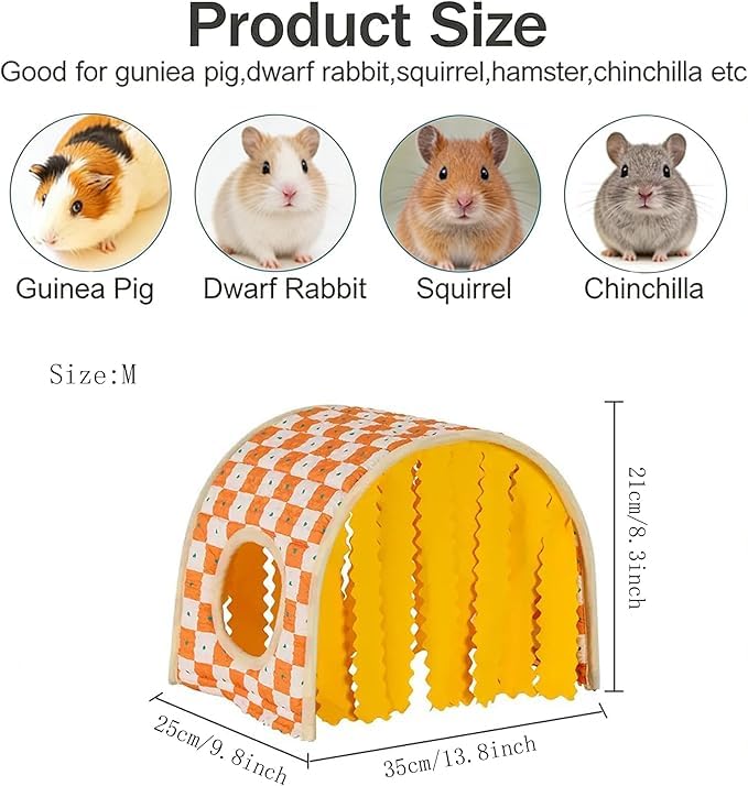 Small Pet Tunnel Hideout with Tassel & Peek Hole, Collapsible Guinea Pig Hideaway House, Breathable Summer Nest for Hamster, Chinchilla, Ferret, Rat, Small Animal Cage Accessories (S) - size: S（7.9"L x 9.8"W x 8.3"H）