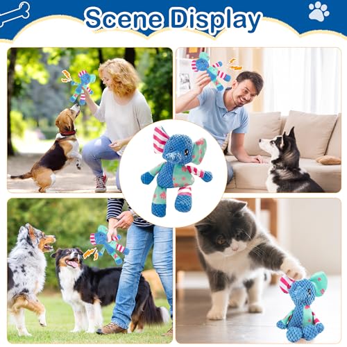 Dog Squeak Toys for Small & Medium Breeds, Puppy Teething Interactive Chewing Plush Toy to Keep Them Busy, Best Birthday, Christmas, Halloween, Easter Gift, Elephant - color: Elephant