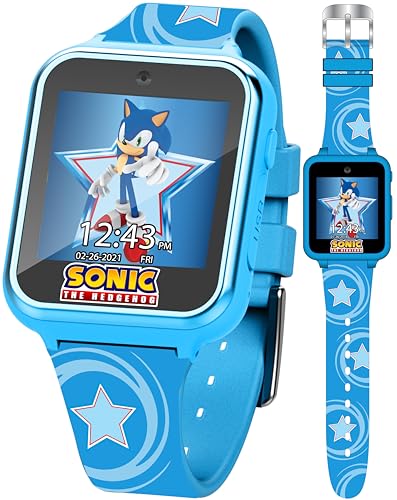 Accutime Kids SEGA Sonic The Hedgehog Blue Educational Touchscreen Smart Watch Toy for Boys, Girls, Toddlers - Selfie Cam, Learning Games, Alarm, Calculator, Pedometer (Model: SNC4133AZ) - color: Sonic Star
