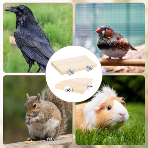 2PCS Bird Perch Platform Flat, Fan Shape and Rectangle Bird Cage Platform, 5.9 × 3.14 Inches Birds Perch Stand Platforms with Stainless Steel Washers for Cockatiel Rat Hamster Guinea Pig Conure