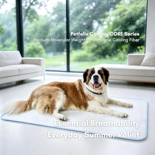 FrostEase Dog Cooling Mat, Cooling Dog Bed and Cooling Pad for Dog with Qmax 0.4 Yarn, Breathable 3D Airflow Layers, Machine Washable Non Slip Base for Pets, Blue, XXL, 55"*36" - size: XXL-55''*36''
