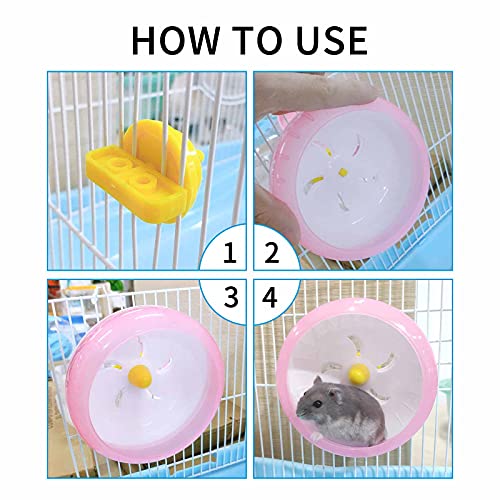 WishLotus Hamster Running Wheel, Silent Jogging Exercise Toy Hamsters Cage Accessory for Drawf Hamster Golden Silk Shih Tzu Bear (Pink) - color: pink,12cm