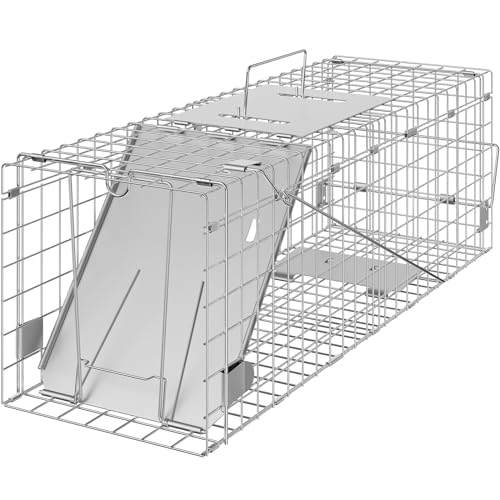 VEVOR Live Animal Cage, 24" x 8" x 8" Humane Cat Cage Galvanized Iron, Folding Animal Cage with Handle - size: 24" x 8" x 8"