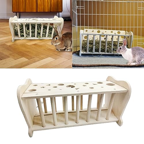 Large Capacity Rabbit Hay Feeder Wooden Guinea Pig Hay Holder Bunny Hay Rack Food Dispenser for Chinchilla Small Animal