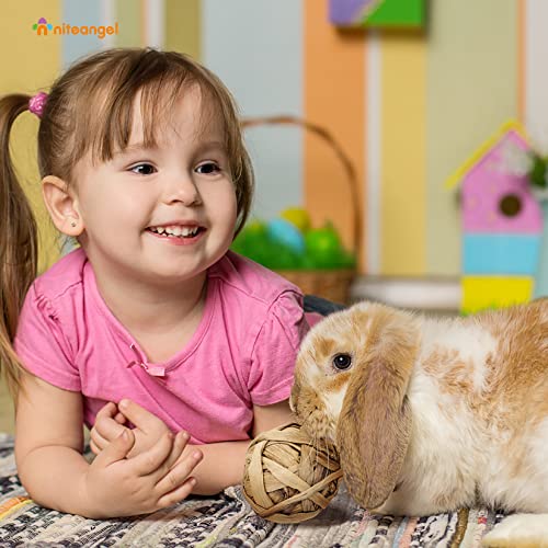 Niteangel Natural Chew Activity Toys: Meets Small Pet Chewing Needs & Mood | Helps Alleviate Teeth Grinding & Reduces Boredom - Fun Safe Hay Grass Balls for Chinchilla Guinea Pig Rats Rabbits Hamster - color: 6 Balls