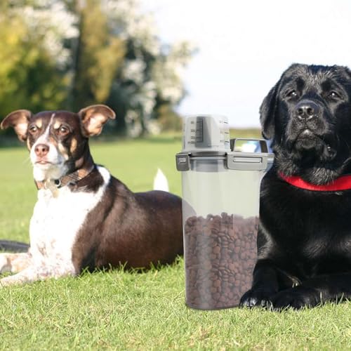 TIOVERY Upgraded Dog Food Storage Container Small, Cat Food Container Airtight, Pet Food Container Dispenser with Pour Spout, Measuring Cup and 4 Seal Buckles for Dogs, Cats, Birds (Grey) - color: Grey 3 Qt