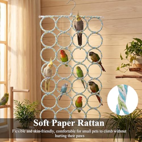 Hypeety Rat Climbing Rope Net Small Pet Hanging Swing for Cage Accessories | Bird hammock, climbing ladder bridge, cage enrichment toys, for rat/guinea pig/sugar glider, with 4 hooks, 28-ring, 2pcs - color: 28-ring