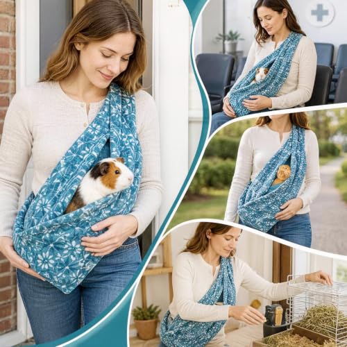 Adjustable Soft Fabric Pet Sling Carrier for Guinea Pig & Bearded Dragon, 15.7×7.1 Inch