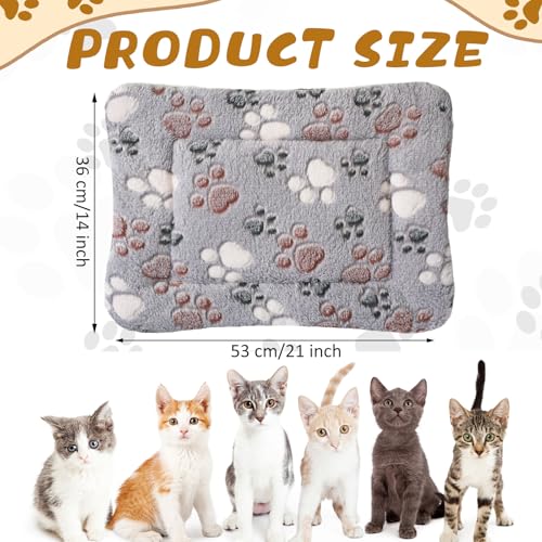 4 Pack Ultra Soft Dog Cat Bed Mat Small Animal Guinea Pig Bed with Cute Print Reversible Fleece Dog Crate Kennel Pad Cozy Washable Thickened Hamster Pet Beds Mat(21 x14 Inches,Light Gray) - color: Light Gray, size: 21 x 14 Inches