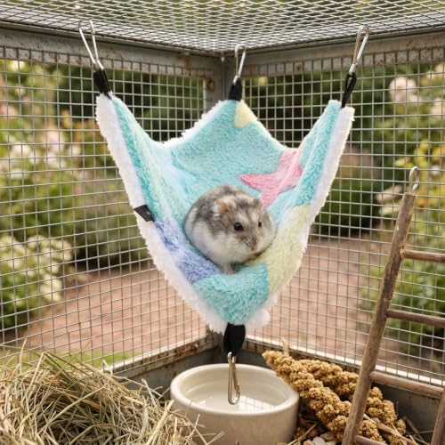 2 Pack Hamster Hammock,Ferret Hammock for Cage with Hooks,Small Animal Hammocks for Rats, Squirrels, Sugar Gliders, Guinea Pigs, Hamsters and Other Small Animals,7.87 x 7.87 in