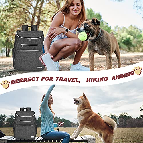 BAGLHER 丨Dog Travel Bag Backpack, Airline Approved Pet Supplies Backpack, Dog Travel Backpack with 2 Silicone Collapsible Bowls and 2 Food Baskets Grey - color: Grey