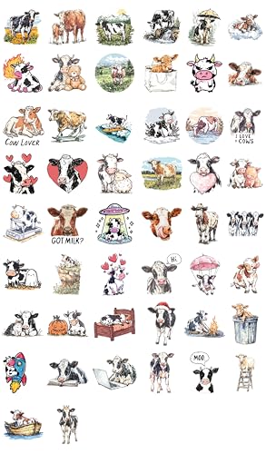 100 PCS Cow Stickers Pack – Waterproof Vinyl Decals for Water Bottles, Laptops, Phones, Notebook, Cars – Cool Vibrant Graphics for Cow Enthusiast - color: Cow