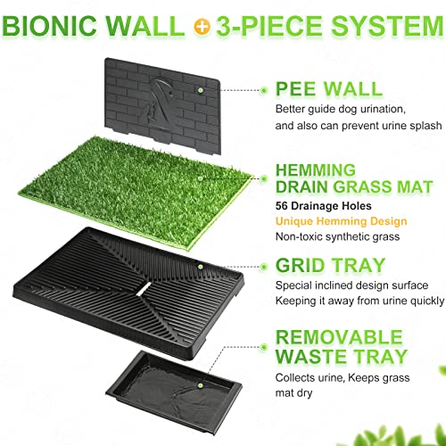 Hompet Dog Grass Pad with Tray Large, 2 Pcs Artificial Grass Training Pads with Pee Baffle Patch Puppy Turf Potty for Indoor and Outdoor Use, Ideal for Small and Medium Dogs (30"×20") - size: 30" x 20" (2 Replacement Mats)