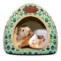 Guinea Pig Bed Hideout, Washable Hamster Cave for Small Animals | Removable Cushion for Cleaning, Warm Fleece Nest, Washable Bed,10.23 x 10.23 x 11 in, Dwarf Rabbits Hedgehogs - color: Green