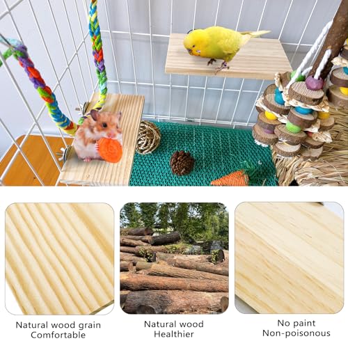 2Pcs Hamster Wooden Ledge Platform 7.5 × 4 inch Rat Stand Platform Chew Toys Cage Accessories for Squirrel Gerbil Suger Glider Rat Hamsters Bird - size: 7.5 × 4 inch