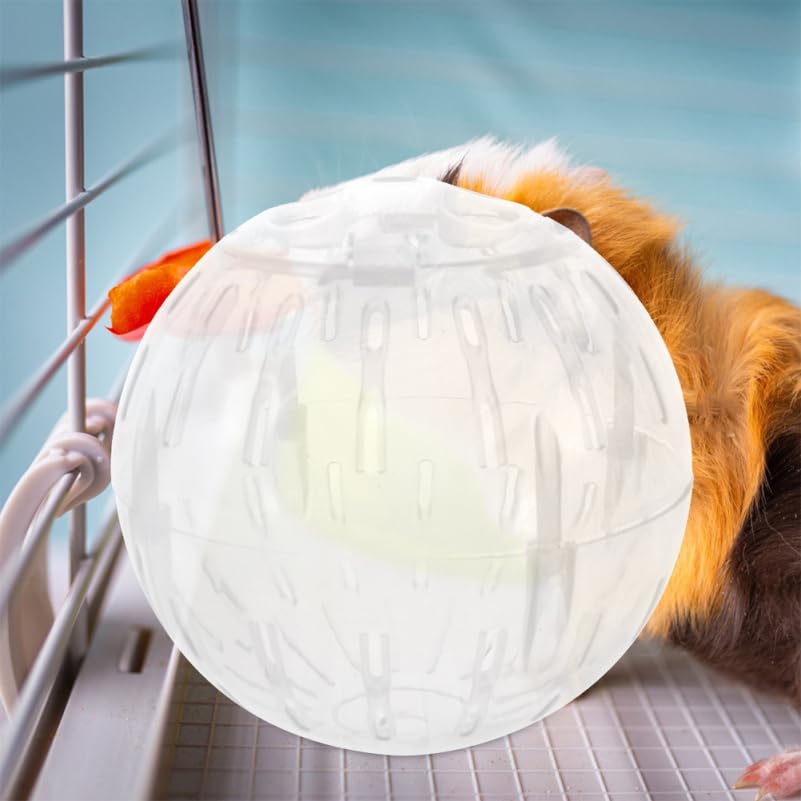 POPETPOP 4 Inch Hamster Running Ball Toy Transparent Small Pet Exercise Ball Safe Rolling Wheel for Hamsters Gerbils Chinchillas - color: White