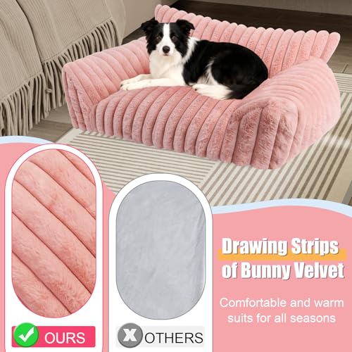 Cute Dog Couch for Medium Large Dogs,Dog Cat Couch Sofa,Dog Bed,L,Pink | Dog Couch Bed with Removable Washable Cover,Cute Fluffy Pet Sofa Cat Couch Bed,Washable Dog Bed Medium Large Size Dog - color: Pink, size: Large(36x27x10")