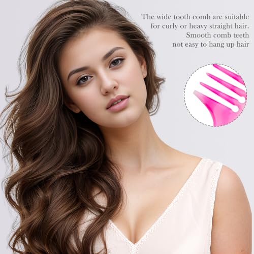Pink Hair Comb Set - Wide Tooth, Fine Tooth, Rat Tail, and Dual Comb for Women and Men - color: pink