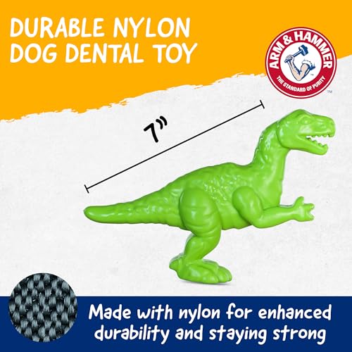 Arm & Hammer Nubbies T-Rex Dog Dental Chew Toy, Mint Flavor, 24-Pack | Nylon construction, baking soda infused, reduces plaque and tartar without brushing, moderate chewers - color: Green T-Rex, size: 24 Count