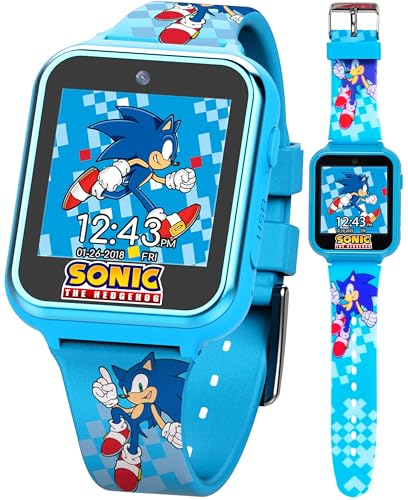 SEGA Sonic the Hedgehog Educational Learning Touchscreen Smart Watch Toy for Boys, Girls, Toddlers - Selfie Cam, Learning Games, Alarm, Calculator, Pedometer (Model: SNC4055AZ) - color: Sonic Blue