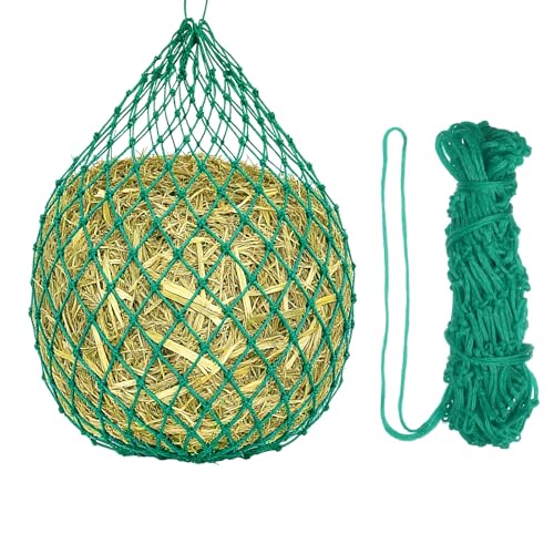 Slow Feeder Hay Net, 40" Length 2" Holes Strong Load-Bearing, Nylon Slow Feed Bag Hay Feeder, (Cyan, 1 Pcs), Intended for Horses/Goats/Trailer/Stall - color: Cyan