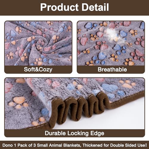Dono 1 Pack 3 Dog Blankets, Soft Fluffy Fleece Pet Blanket Warm Sleep Mat Paw Print Design Puppy Kitten Throw Blankets Doggy Blanket for Dogs - color: Darkpaw, size: Small(23*16")
