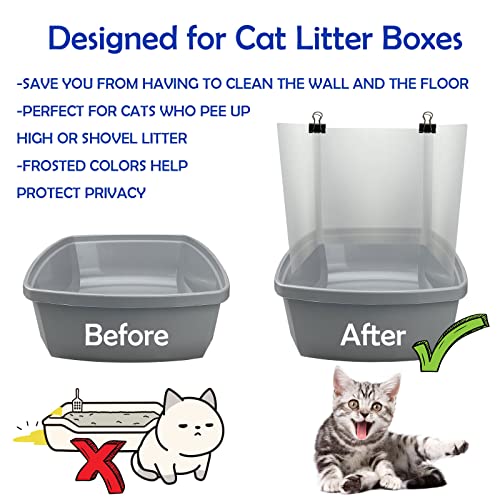 3Pcs Large Cat Litter Box Pee Shields, Splash Guard for Open Top Litter Pan | Transparent Privacy Screen Easy Clean High Side Open Top Kitty Pan Shield - size: Large (3pcs)