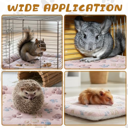 4 Pack Ultra Soft Dog Cat Bed Mat Small Animal Guinea Pig Bed with Cute Print Reversible Fleece Dog Crate Kennel Pad Cozy Washable Thickened Hamster Pet Beds Mat(13 x 10 Inches,Light Brown) - color: as shown on the picture, size: 13 x 10 Inches