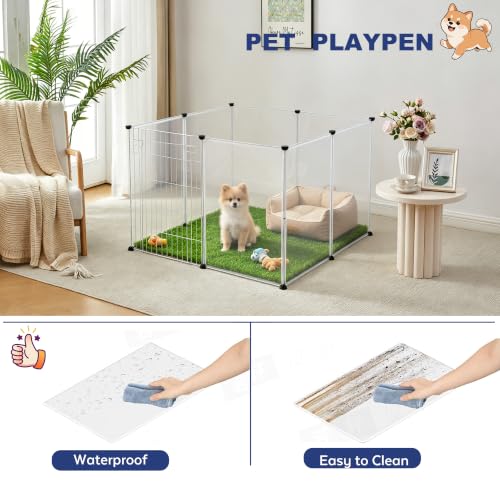 BRIAN & DANY Dog Playpen Portable for Small Animals, Dog Play Pen Indoor, Transparent Pet Playpen for Puppies, Cats, 40" L x 40" W x 28" H | Dog Play Pen Indoor, Transparent Pet Playpen for Puppies, Cats, 40" L x 40" W x 28" H - style: 40" L x 40" W x 28"
