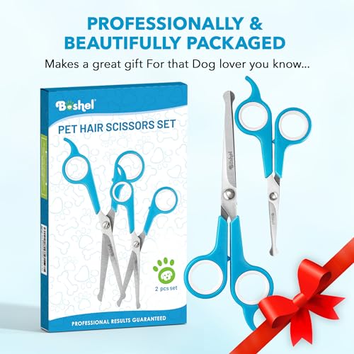 Razor-Sharp Stainless Steel Dog Grooming Scissors for Grooming Professionals at Home with Rounded Safety Tips, 2 Pack - size: 2 Pack