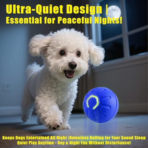Interactive Self-Moving Pet Toy Ball - Motion-Activated Auto Rolling, Military-Grade Chew Resistant, USB-C Rechargeable for Small Dogs & Cats (Orange, Small) (Blue, Small)