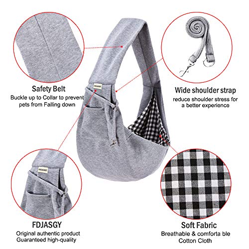 FDJASGY Small Pet Sling Carrier-Hands Free Reversible Pet Papoose Bag Tote Bag with a Pocket Safety Belt Dog Cat for Outdoor Travel Charcoal Gray - color: Charcoal Gray
