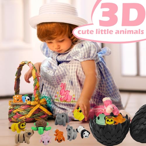 25 pcs Animal Figurines with Dragon Egg, 3D Printed Animal Figurines Set with Dragon Egg, Articulated, Party Favors, Gifts for Boys Girls Toddlers, Office Desk Pets, Classroom Rewards - style: Animal C