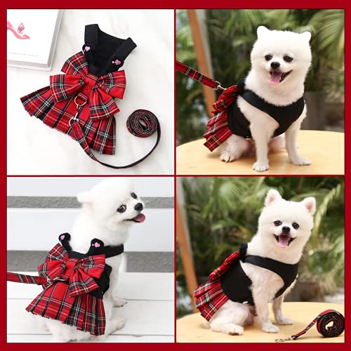 Dog Dress,Dog Harness and Leash Set,Puppy Cat Bunny Rabbit Clothes for Small Large Dogs Dresses - color: Red, size: X-Small