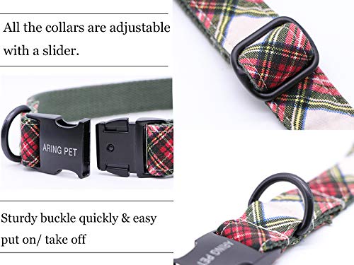 ARING PET Christmas Dog Collar Bowtie, Cute Red Green Xmas Holiday Pet Collars with Bow for Puppy Small Medium Large Boy Girl Dogs-XS - color: Christmas-Plaid, size: X-Small (Pack of 1)