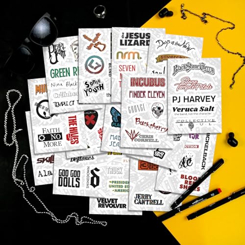 100Pcs Grunge Stickers, 90's Grunge Music, Rock Stickers, Rock Band Decals, Music Gifts for Men and Women - color: Grunge Stickers