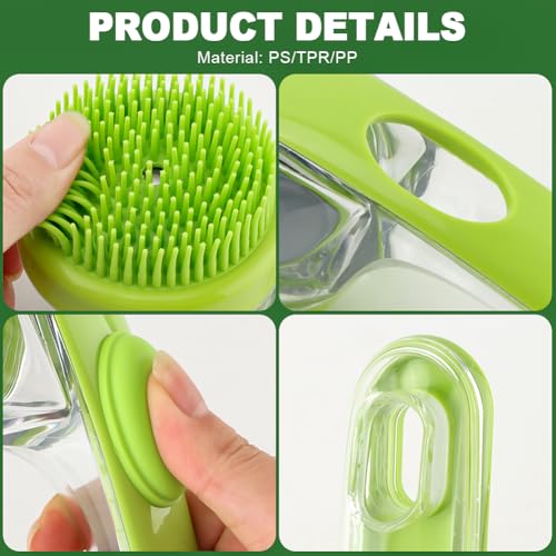 Pet Bath Brush, 2 in 1 Dog Bath Brush with Built-in Shampoo Dispenser, Pet Wash Brush with Double Head Toothbrush, Grooming Massage Brush for Dogs & Cats - color: Green