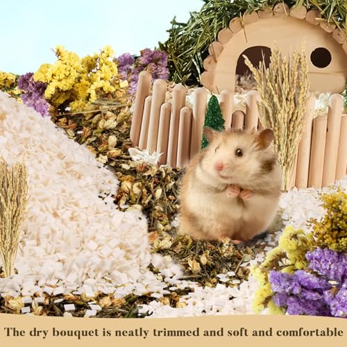 Sukh 60PCS Hamster Sprays - Natural Flower Herb Bedding & Habitat Decor | Natural Grain and Herb Sprays for Syrian & Dwarf Hamsters, Gerbils, Rabbits and Small Pets, for Foraging and Cage Enrichment