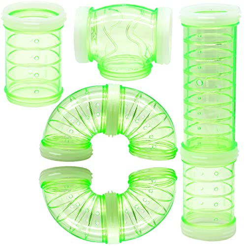 8 Pack Transparent Curved Pipe Pet Cage Tunnel Set - DIY Creative Connection Tunnel External Sports Tube for Mouse, Hamster, Rat and Other Small Animals - color: Green