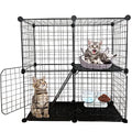 DIY Cat Cage,Pet Playpen Indoor, Detachable Metal Wire Small Animal Cages, 2-Tier Crate Large Exercise Place, Kitten Enclosures with 2 Door, 29.5 x 15.3 x 28.7 Inch, Black