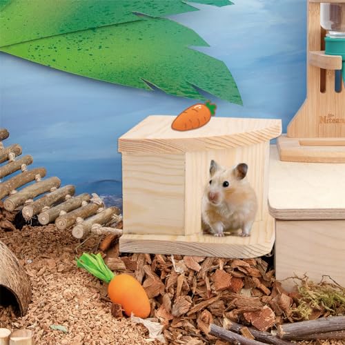 Joyzan Hamster Hideout Wooden House, Chamber Mouse Playing Hiding Chewable | Ventilated Hut Pet Woodland Habitats Decor Small Animals Secret Peep Shed Dwarf Syrian Chinchillas Gerbils Hedgehog Rats Mice