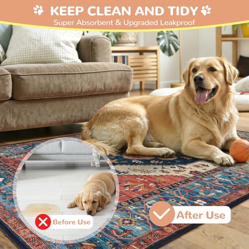 Lahome Super Absorbent Washable Pee Pads for Dogs - Secure Floor Protection - Non-Slip, Leakproof Reusable Pads for Training, Crates & Playpens (2 Pack, 36"x36", Red) - color: Red, size: 3FT x 3FT (Pack of 2)
