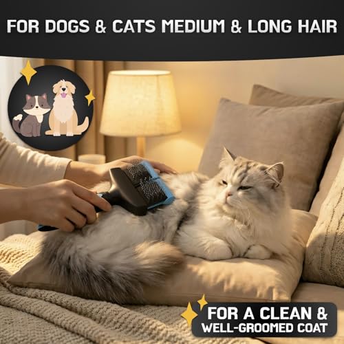 iToleeve Dual Flexible Head Slicker Brush, Round Tipped Pins, Double Sided | For Dogs and Cats, Grooming Tool Removes Loose Undercoat, Helps Reduce Shedding, and Detangles Knots and Tangles