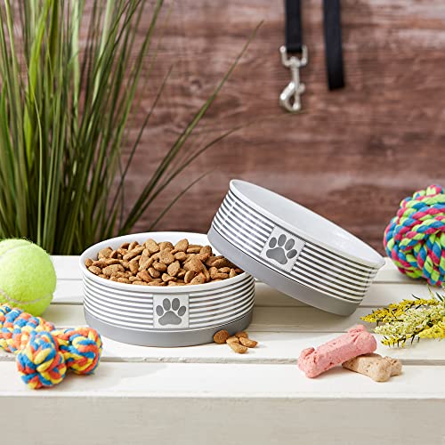 Bone Dry Paw & Patch Ceramic Pet Collection, Medium Set, 6x2, Gray, 2 Piece (Pack of 6) - color: Gray, size: Medium Bowl Set, 6x2" (Pack of 6)
