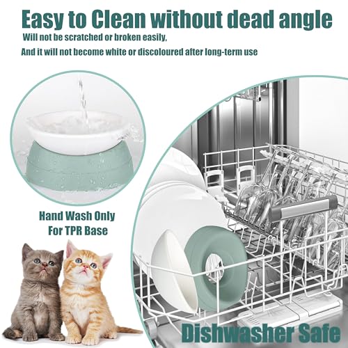 French Bulldog Food Bowl- Slanted Tilted Pug Food Water Bowl,Cat Bowl- Feeder for Frenchie/Shih Tzu/Flat Faced Small Dogs/Puppies/Cats (Green, 2 Cup) - color: Green, size: 2 Cup