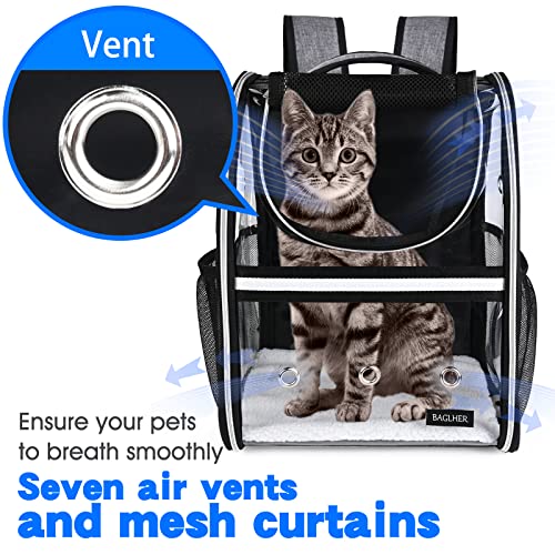BAGLHER Cat Carrier Backpack, Airline Approved Pet Travel Carrier with Fleece Pad for Puppy and Small Animals - color: Grey2, size: Non-Expandable